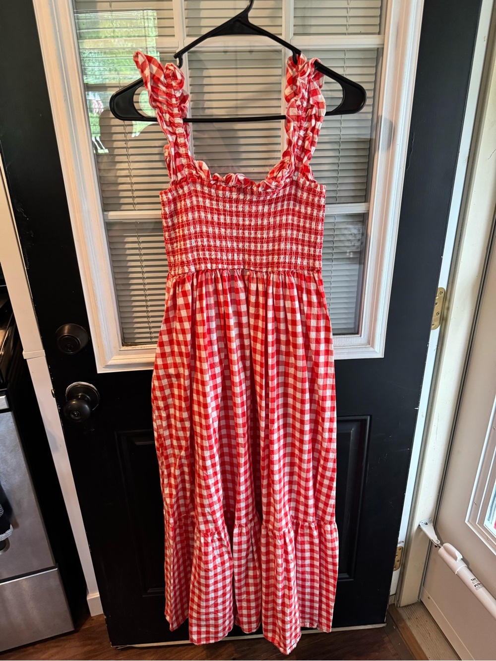 Retro plaid smocked dress